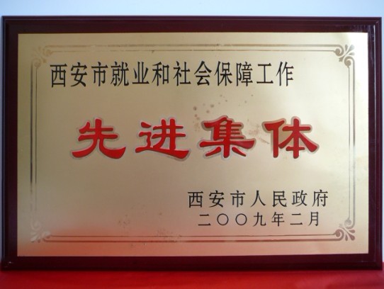 2009年2月，被西安市政府评为西安市就业和社会包管事情先进整体